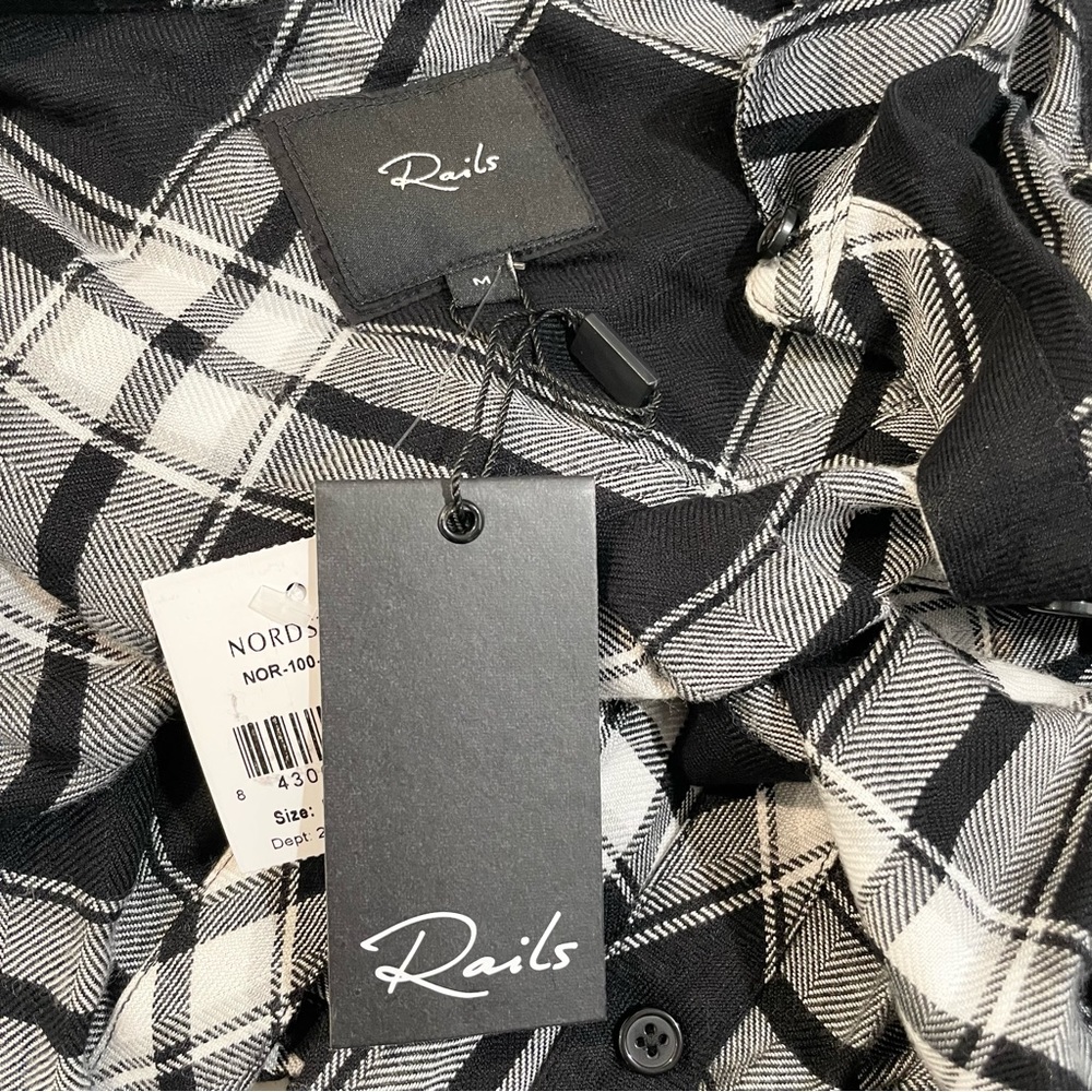 Rails Nwt Hunter Button Up Shirt Onyx White Women… - image 8